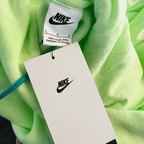 NIKE Mind Over Matter Show Yourself Love Cropped Neon Green Hoodie Size L NEW - Picture 8 of 9